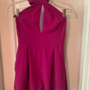 Fuchsia halter romper with cutout